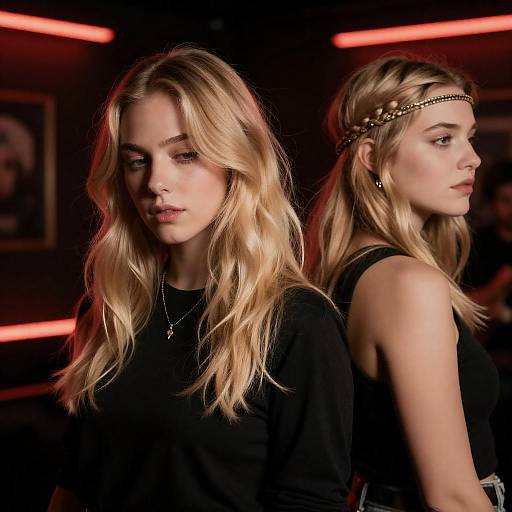 Blonde Women in a Dimly Lit Room