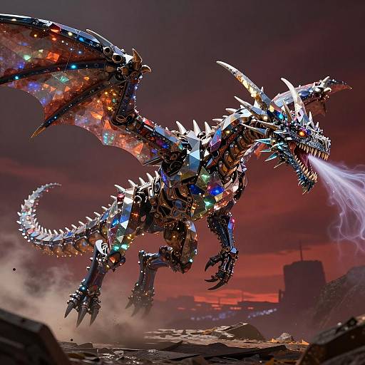 Exoskeleton Diamond Dragon Breathing Fire