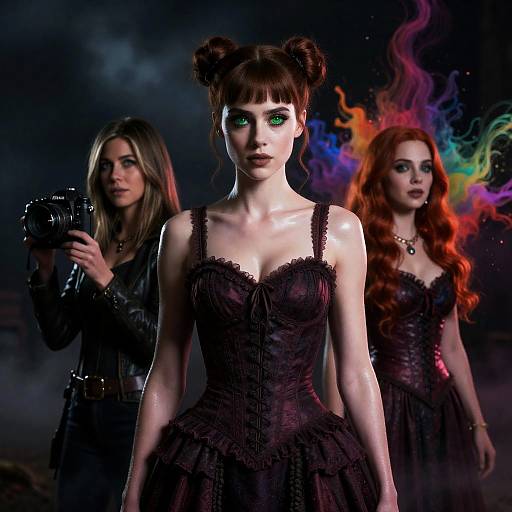 Gothic Woman with Piercing Green Eyes