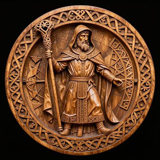 Photorealistic Celtic Heraldic Dagda Carving