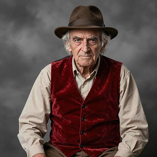 Elderly Man in Vintage Halloween Costume