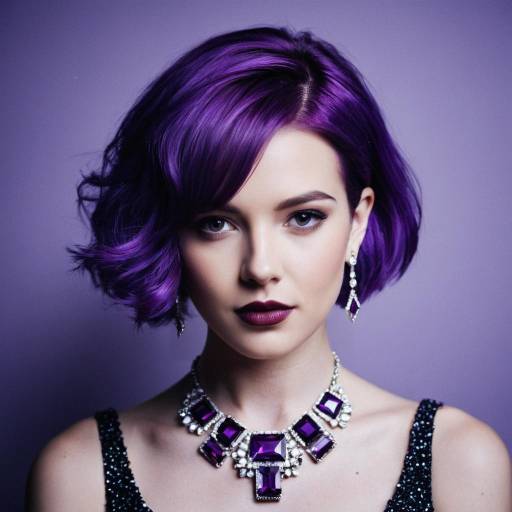 Realistic Portrait of a Purple-Haired Girl