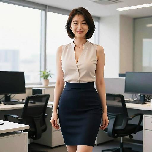 Stunning Japanese Woman in Office Attire