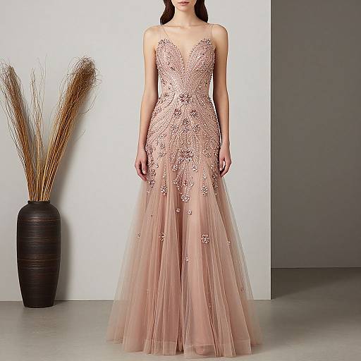 Elegant Rose Gold Evening Dress