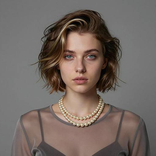 Portrait of Young Woman with Short Highlighted Hair