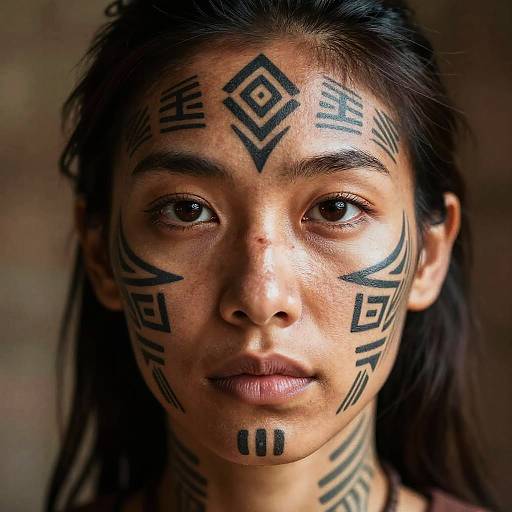 Tribal Female Portrait with Tattoos
