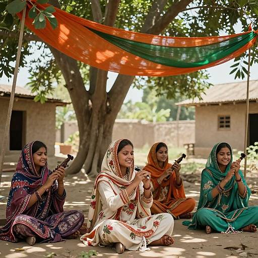 Pakistani Girls Playing Folk Music