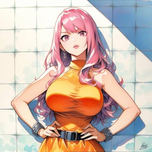 Enchanting Fairy Tail Girl in Orange Dress