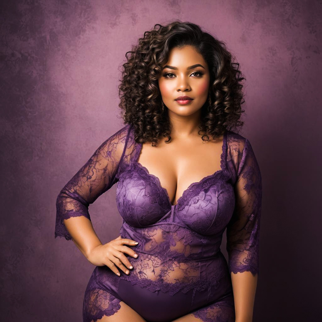 Confident Portrait of Curvy Woman in Lingerie