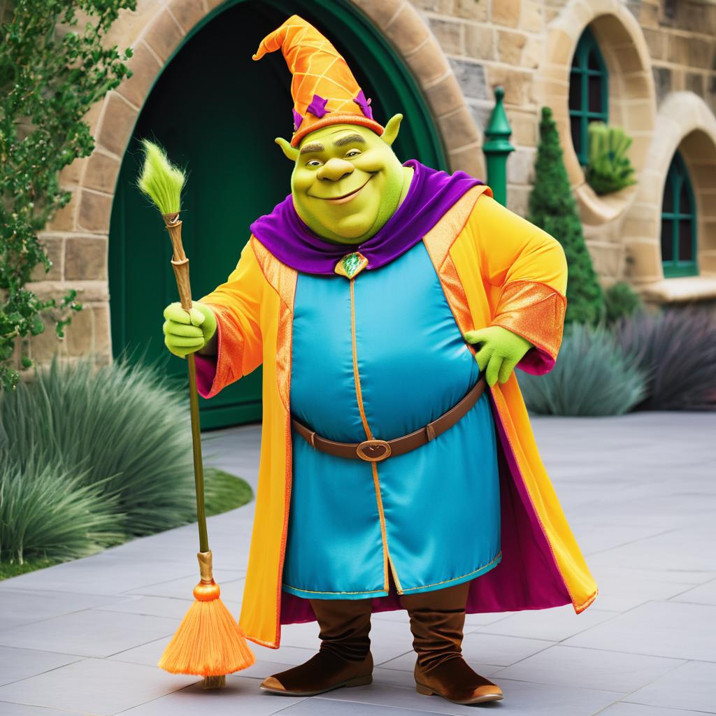 Playful Wizard Shrek in Vibrant Style