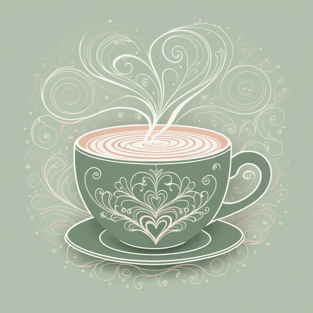 Intricate Minimalist Coffee Cup Illustration