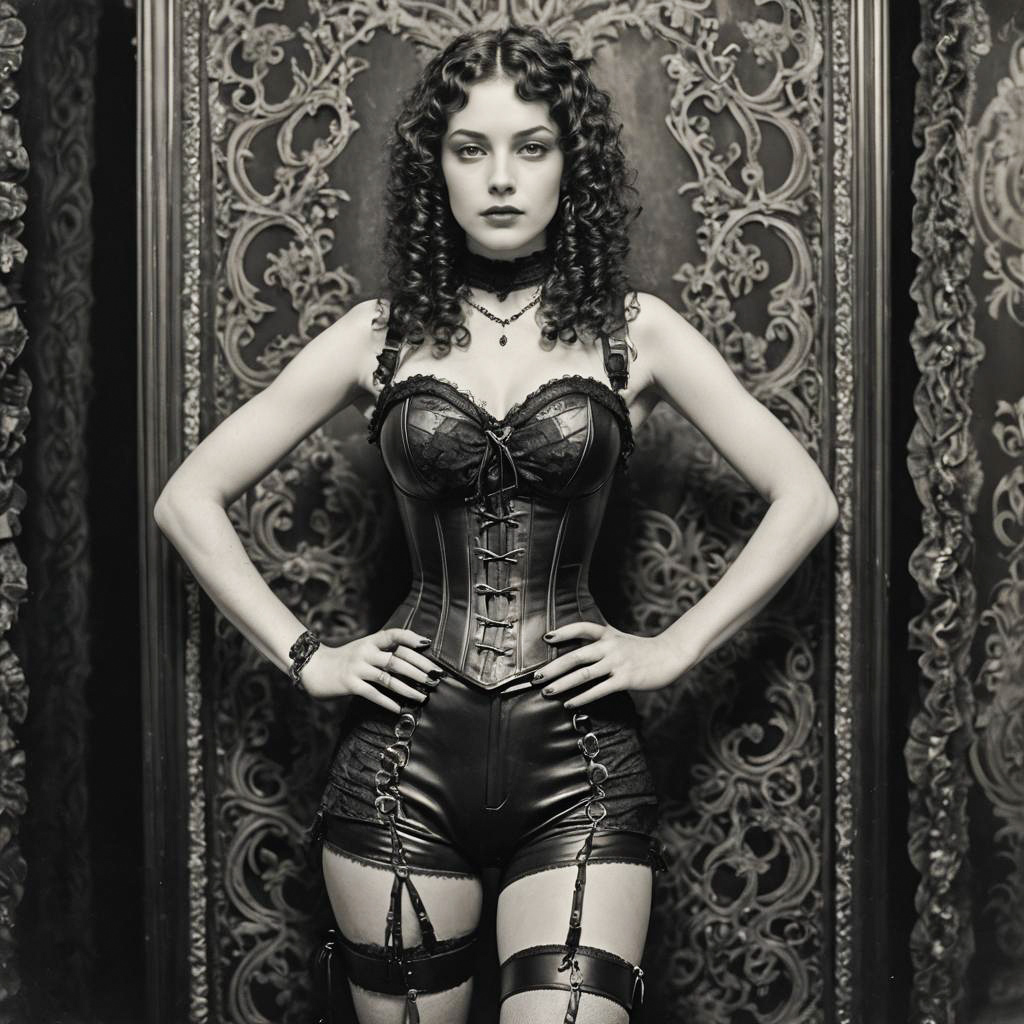 Vintage Slender Thighs Woman in Corset