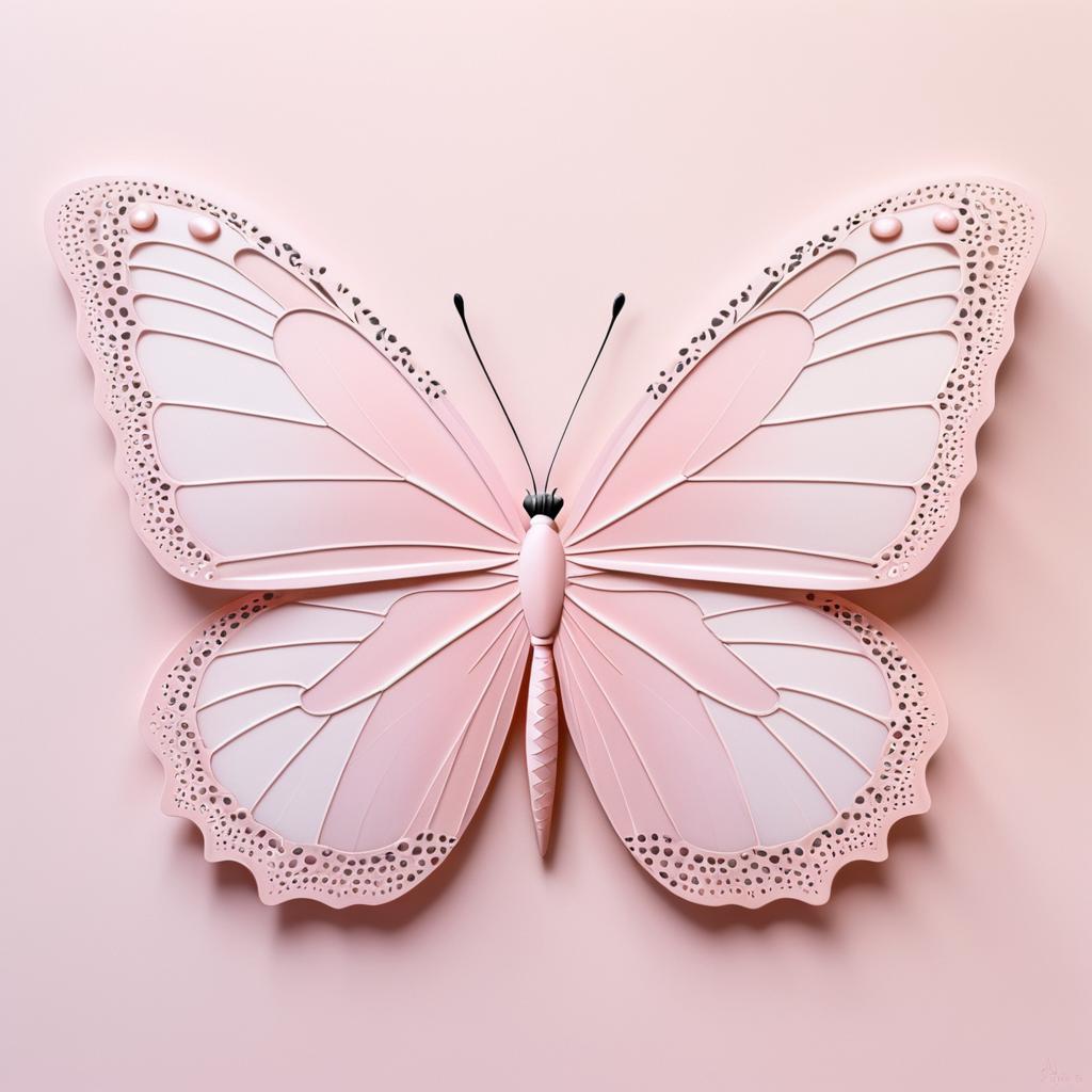 Delicate Pink Butterfly Portrait Inspired by Artists