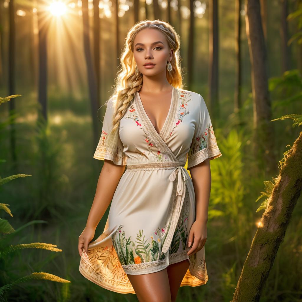 Serene Blonde Goddess in Nature's Embrace