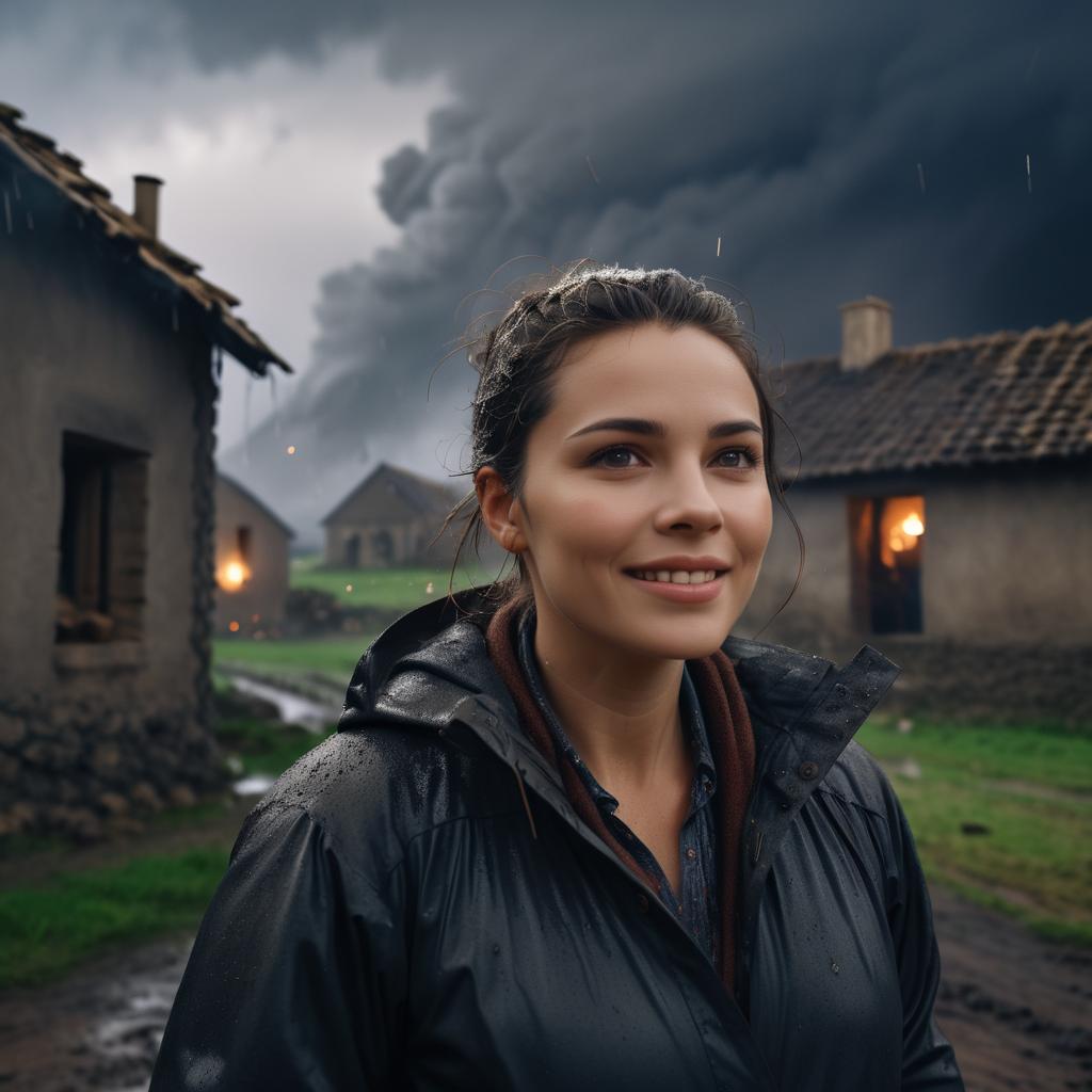 Joyful Portrait in a Stormy Village