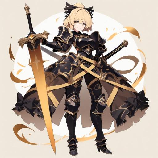 Blonde Warrior Girl with Sword and Bow