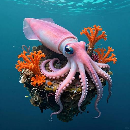 Colossal Pink Squid Embracing Island