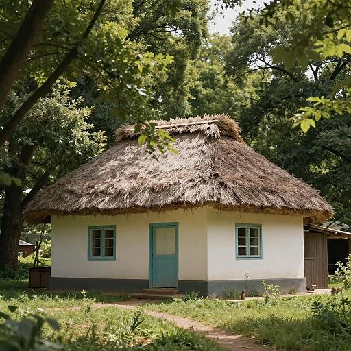 Charming Thatched-Roof House in Nature