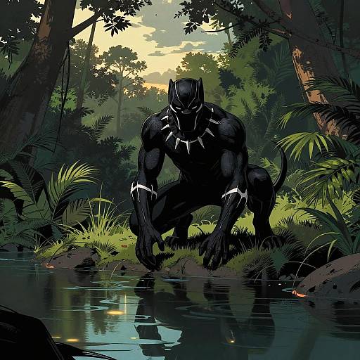 Black Panther Prowling in Jungle