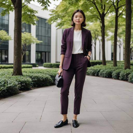 Elegant Woman in Plum Blazer Outdoors Elegant Woman in Plum Blazer Outdoors