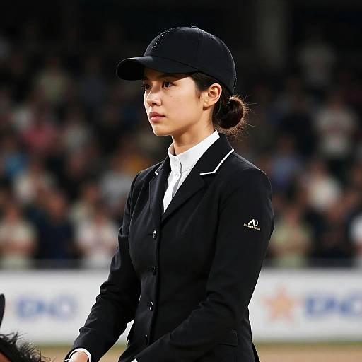 Cinematic Equestrian Portrait in Night Crowd