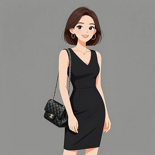 Elegant Woman in Chic Black Dress