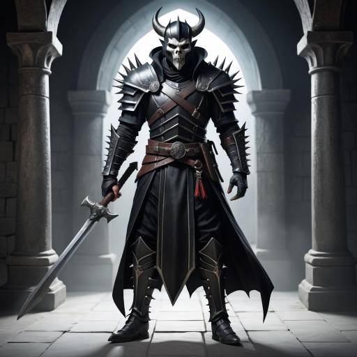 Dark Fantasy Warrior in Horned Skull Armor