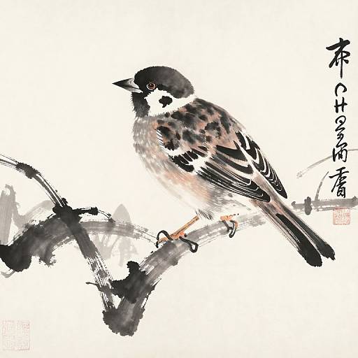 Traditional Chinese Sparrow Painting