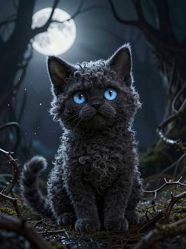 Spooky Stylized Cat in Haunted Forest