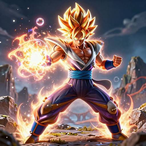 Dynamic Anime Fighter with Energy Aura