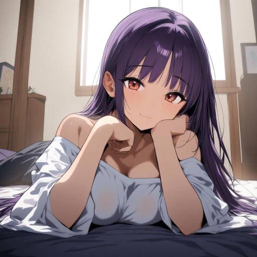 Cheerful Ikari Shinji with Purple Hair