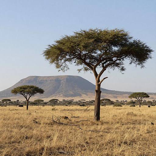 Serene Savanna Landscape with Acacia Tree