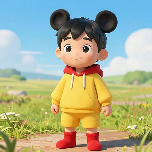 Playful Boy in Magical Field