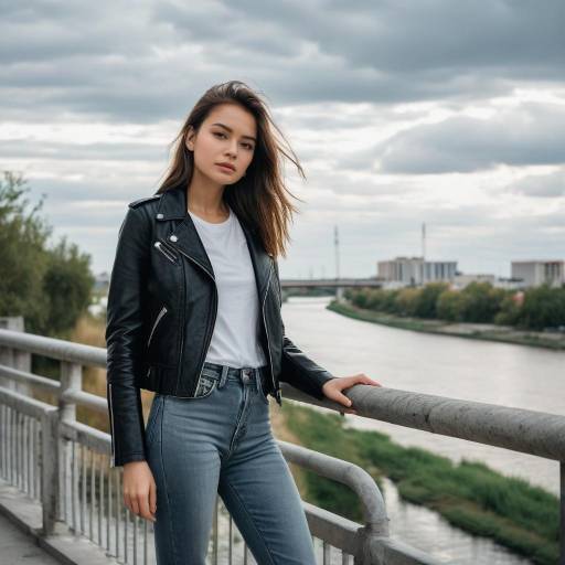 Young woman leaning on riverside railing