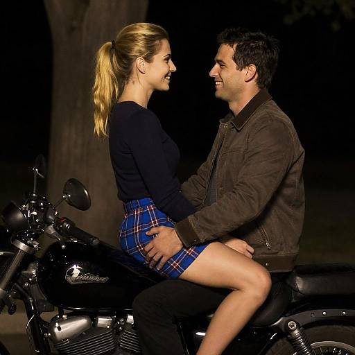 Romantic Night Ride on a Motorcycle