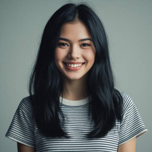 Smiling young woman with black hair