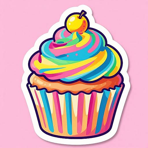 Vibrant Pop Art Cupcake Sticker