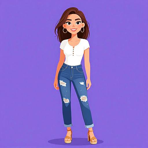 Smiling Woman in Casual Chic Outfit