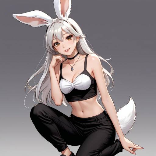 Elegant Rabbit Girl in Thoughtful Pose Elegant Rabbit Girl in Thoughtful Pose