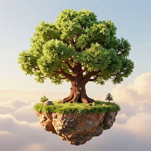 Hyper-Realistic Floating Tree Island