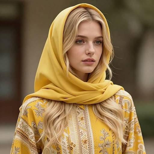 Blonde Girl in Yellow Dress