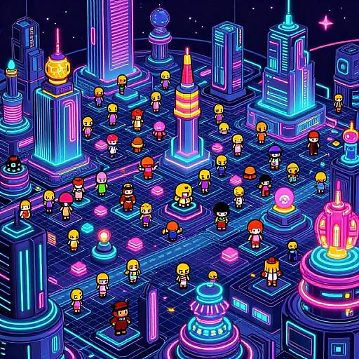 Retro-Futuristic Pixel Art Landscape