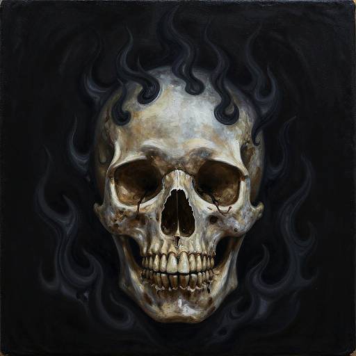Symmetrical Skull in Black Flames