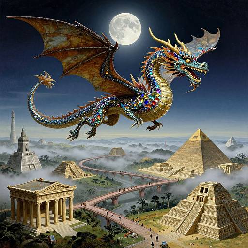 Surreal Mythological Dragon Voyage