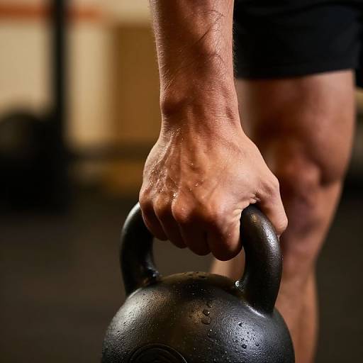Intense Hand Grip on Dumbbell