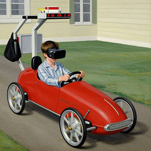 Norman Rockwell Style Kid's Racecar Bed