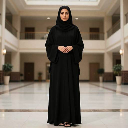 Woman in Black Abaya Indoors