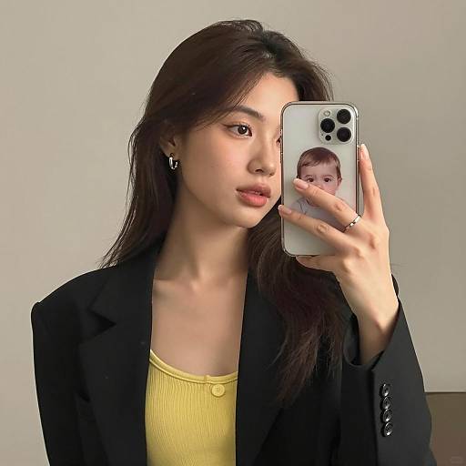 Chic Woman Taking Mirror Selfie