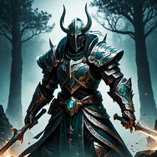 Armored Dark Knight with Horned Helmet