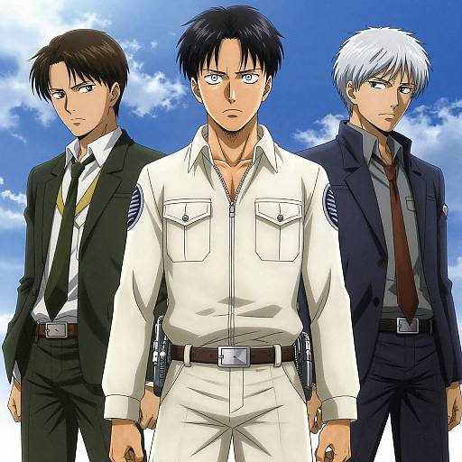 Anime Man in Beige Utilitarian Jumpsuit